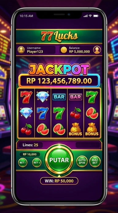 Antarmuka pengguna 77lucks yang sederhana dan efisien.